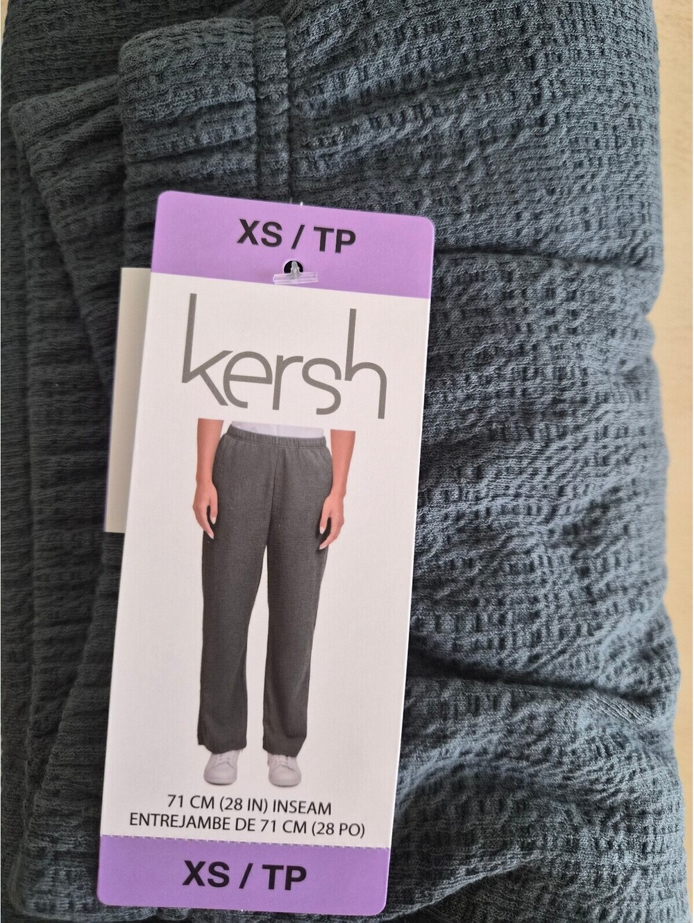 Kersh Women's Gray Textured Jogger Pants XS 0168
